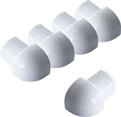 Produktbild von Dalsys 5x Außeneck für Fliesenschiene 10mm Aluminium (eloxiert) Viertelkreisprofil Weiß Fliesenprofil