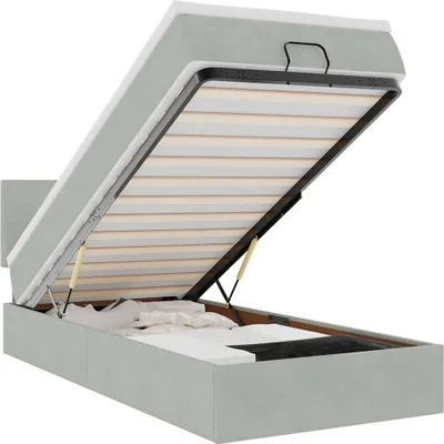 Immagine prodotto di vidaXL Letto ottomano con materasso e LED in velluto grigio chiaro 90x190 cm