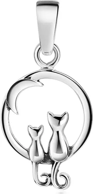 Produktbild von MATERIA by Matthias Wagner Kettenanhänger Katzen mit Mond Silber 925 KA-95
