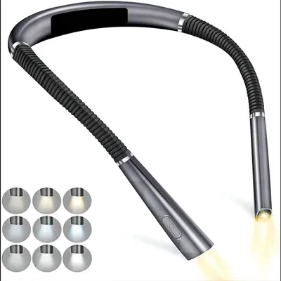 Produktbild von Minicee LED Nackenleselampe, USB-C Akku, 3 Lichtfarben, Dimmbar, Grau