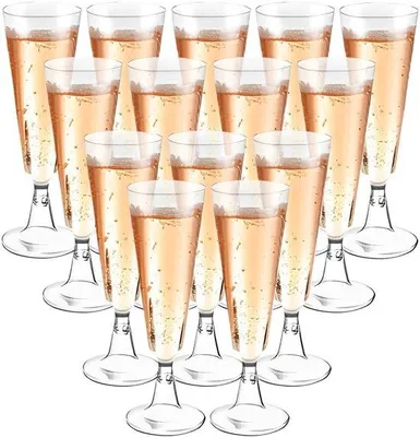 Image de Verres à champagne réutilisables Unyqoos® en plastique de qualité alimentaire, 30 pièces, 160 ml – 2 pièces par ensemble, incassables, idéaux pour les fêtes et les pique-niques