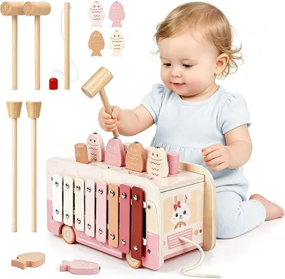 Obrázok produktu pre Montessori hračka 7 v 1, drevený xylofón, vzdelávacia hračka, pre deti