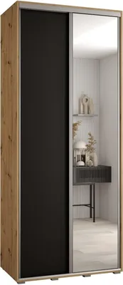 Produktbild von MEBLE KRYSPOL Cannes 3 Schrank mit 2 Schiebetüren - 205,2x100x45 cm - Artisan Schwarz Silber
