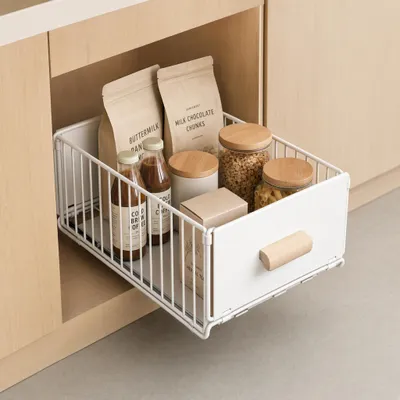 Obrázek produktu pro Výsuvná zásuvka do kuchyně, šířka 24 cm, bílá barva