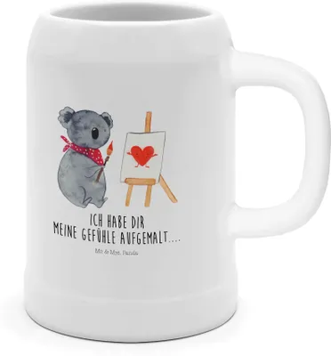 Produktbild von Mr. & Mrs. Panda Krug Koala Künstler - Weiß - Geschenk, Liebe, Seidel, Bierbecher, Tonkrug, Gefühle, Zeichnen, Liebesgeschenk, Steinkrug, Humpen