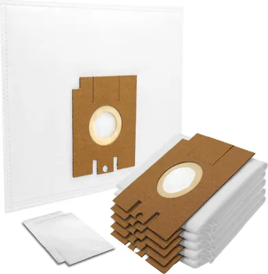 A collection of vacuum cleaner bags on a white background.