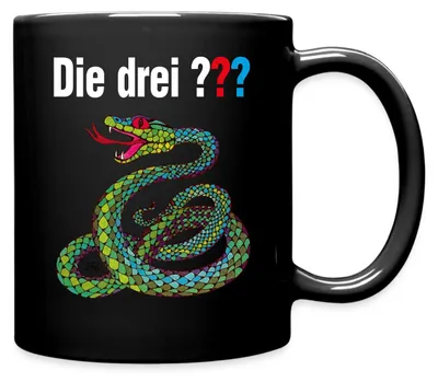 Produktbild von Spreadshirt Die Drei Fragezeichen und die singende Schlange Tasse Einfarbig, One size, Schwarz