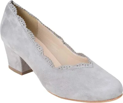 Produktbild von Hirschkogel Kira Pumps aus Leder mit samtiger Optik und Lochverzierung, grau, Größe 39