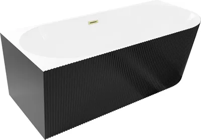 Produktbild von Mexen Silo freistehende Eckbadewanne links geriffelt 170 x 80 cm, weiß/schwarz, Überlauf gold gebürstet - 52891708075L-55