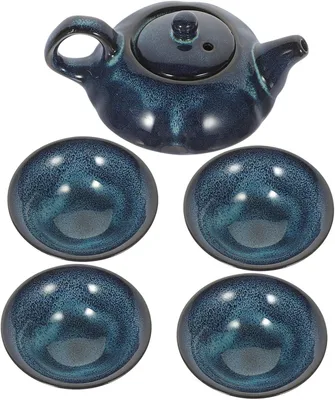 Produktbild von Antikes Teekannen- und Teetassen-Set aus Keramik für die Teezubereitung zu Hause