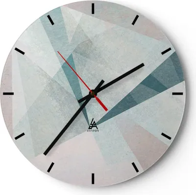 Produktbild von Wanduhr - Rund - Glasuhr - Abstraktion modern - 30x30cm - Schleichendes Uhrwerk - Lautlos - zum Aufhängen bereit - Dekoration Modern - Wanddekoration aus Glas - C3AR30x30-3947