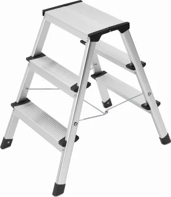 Immagine prodotto di Hailo-Werk Hailo L90 - Scaletta - 3 gradini - 2 sezioni - Altezza di lavoro: 2,4 m - Alluminio (4443-701)