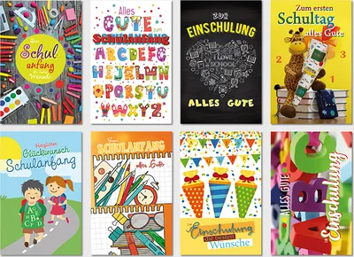 Produktbild von Schulanfang - 100 Glückwunschkarten sortiert mit Umschlägen á 1,25