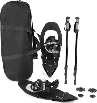 Produktbild von COSTWAY Schneeschuhe mit Steighilfe, Schuhgröße 35-45 bis 68kg, leichtes Schneeschuh-Set aus Alu mit Trekkingstöcke & Tragetasche für Herren, Damen