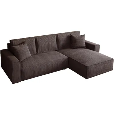 Produktbild von BEAUTYSOFA Ecksofa 290cm, Modernes Bettsofa mit Schlaffunktion und Bettkasten, Schlafsofa, Couch beidseitig montierbar Braun Poso 06 PARYS L - Form