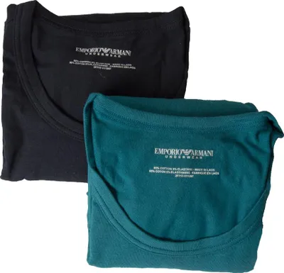 Immagine prodotto di T-shirt uomo EMPORIO ARMANI confezione 2 pezzi maglia mezza manica girocollo cotone elasticizzato articolo 111267 2F717, EUR S - CN 165/88A - BR P - MX CH, Cotone 95%,Spandex 5%