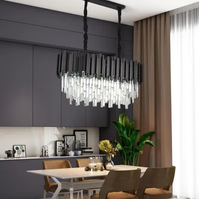 Produktbild von RRBEST Modern Kronleuchter Kristall Leuchte,Luxus Hängeleuchte Kristall Lampe,Quadratischen Kronleuchte,10xE14 Lichter für Esszimmer, Küche, Wohnzimme