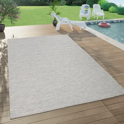 Produktbild von In- & Outdoor-Teppich Für Wohnzimmer, Balkon, Terrasse, Flachgewebe In Taupe Grösse 120x160 cm