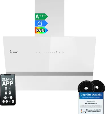 Image de Hotte aspirante cuisine 60cm Hotte Murale Inclinées acier inoxydable verre blanc
