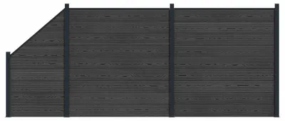 Produktbild von vidaXL zaunset 3 Stk. 446 x 186 cm WPC und Aluminium Schwarz