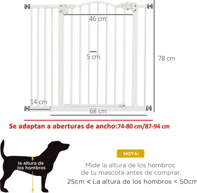 Produktbild von Hundegitter - Tür- & Treppenschutzgitter - Breite 74–94 cm - Höhe 78 cm - Doppelverriegelung - Druck-/Klemmmontage - Für Türen & Treppen - Für mittelgroße Hunde - Schwarz