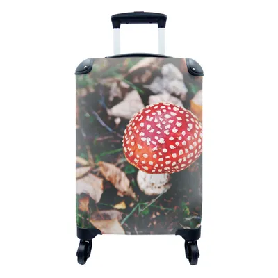 Produktbild von MuchoWow® Koffer Handgepäck Trolley Rollkoffer Kleine Reisekoffer mit 4 Rollen - Herbst - Pilz - Blätter - Natur - Cabin Size < 55x40x23 cm & 55x40x20 cm - Fotokoffer - Kabinenkoffer - Boardgepäck - Reise-Box - Reisekoffer - Reisegepäck - Koffer mit Bild - Trolley für Kinder