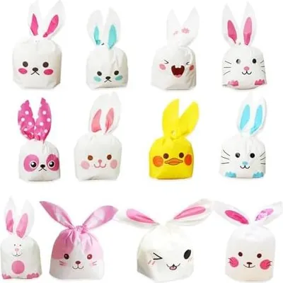 Produktbild von Mitgebsel Tüten,60 Pcs Ostertüten Zum Befüllen,Geschenktüten Ostern,Geburtstagstüten Kinder,Geschenktüten Set,Süßigkeiten Tüten,Geburtstagstüten Mit Hasenohren,Ausstechförmchen Ostern(12 Styles)