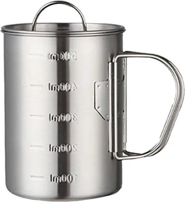 Zdjęcie produktu dla Kubek kempingowy 500 ml - stal nierdzewna - składane uchwyty - idealny na kemping i pikniki - sklep M