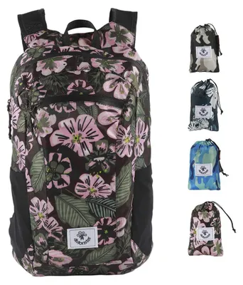 Immagine prodotto di Zaino pieghevole 4Monster, ultra leggero, unisex, ideale per escursioni giornaliere, attività all'aperto, campeggio, trekking, viaggi, sport, alpinismo e ciclismo (motivo: fiore rosa, 16L)