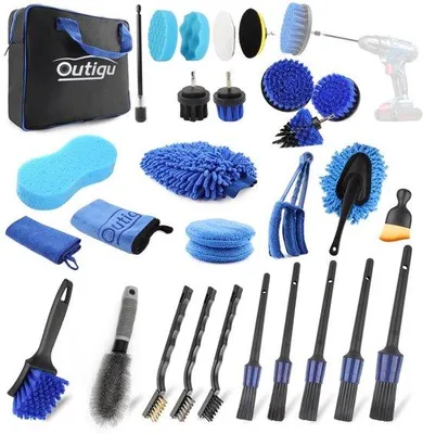 Image de Kit de nettoyage pour voiture, lot de 30 pièces pour l'intérieur et l'extérieur