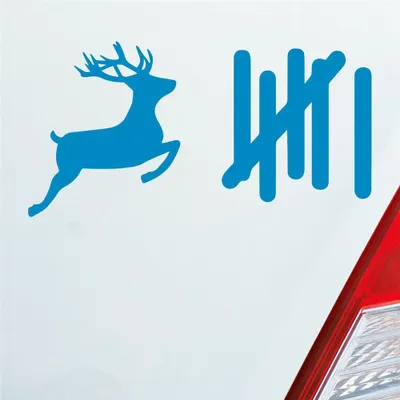 Produktbild von Auto Aufkleber Strichliste Tally List Hirsch Winter Deer 15x8 cm Hellblau Sticker Heckscheibenaufkleber