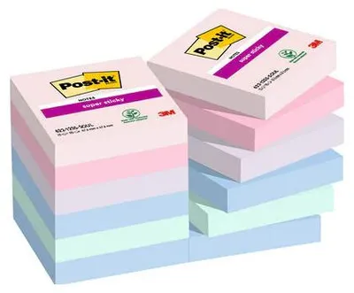 Produktbild von Post-It 7100290159 Klebezettel Quadratisch Blau, Grün, Lavendel, Pink, Violett 90 Blätter Selbstklebend