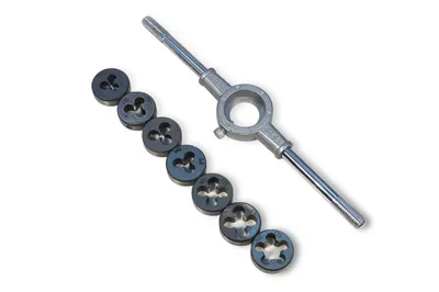 Produktbild von DRAUMET 7256 Schneideisen Set Handgewindebohrer Aussengewinde 8-teilig M3-M12