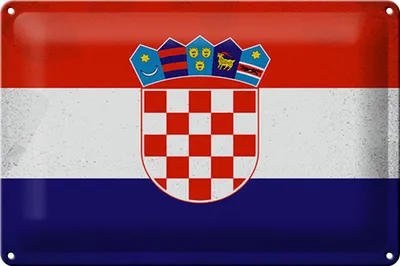 Produktbild von Blechschild Flagge Kroatien 30x20cm Flag of Croatia Vintage