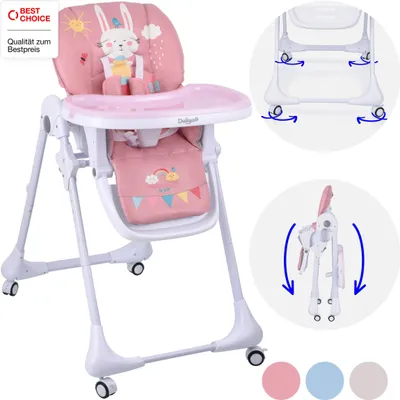 Produktbild von Daliya® SITONMI 3in1 Kinderhochstuhl - Babyliege Kinderstuhl Babystuhl Hochstuhl mit 4 Räder - Korb - Neugeborenen Einlage 7 Fach Höhenverstellbar ( Rosa )