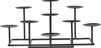 Produktbild von BELIANI Kerzenhalter Schwarz aus Eisen für 9 Kerzen 23 cm Geometrisches Design Modern Dekoration Kerzenständer Kerzenleuchter
