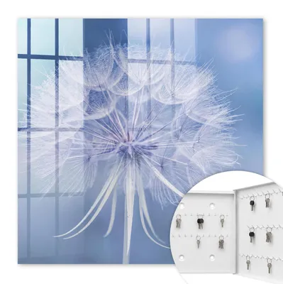 Produktbild von Metall Schlüsselkasten 30 x 30 cm - weißer Schlüsselschrank zur Wandmontage - wandhängende Schlüsselbox mit Tür - rechts öffnend - Schlüsselaufbewahrung für Flur - Büro - Arbeitszimmer - Werkstatt - Garage - Zarter Löwenzahn