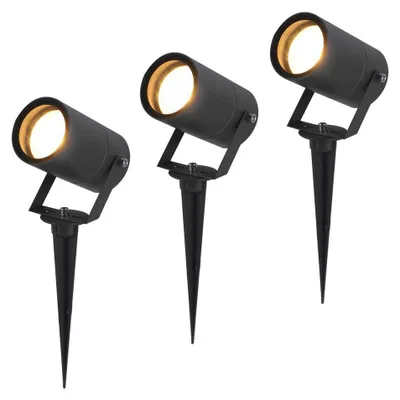 Produktbild von hoftronic LED Gartenstrahler 3x dimmbar GU10 IP65 Schwarz