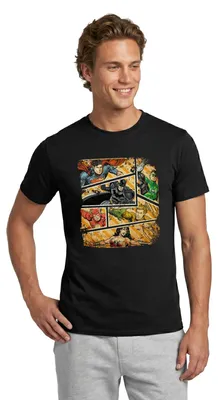 Produktbild von Spreadshirt DC Comics Justice League Vintage Helden Männer T-Shirt, S, Schwarz