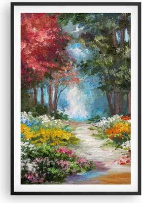 Produktbild von Gerahmtes Poster - Schwarzer Rahmen - Impressionismus Natur Wald - 61x91,5 cm - Wand Bild - Wanddeko - Wandbilder - Wandposter - Bilderrahmen - Bilder - Kunstdruck - Wandbild - P2BPA61x91-4271