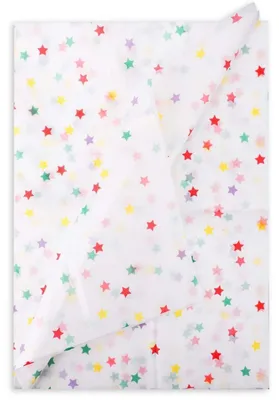 Obrázek produktu pro Papír na balení, barevný vzor hvězdiček, 30 listů, rozměr 50 x 70 cm, dekorativní papír na dárky, vhodný pro oslavy a tvoření