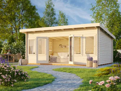 Produktbild von Gartenhaus Palmako Lisa 19,4 m² inkl. Fußboden 578 x 447 cm natur