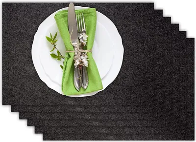Produktbild von Casoro 6er Platzset aus waschbarem Filz, Platzmatten je 30x44cm in anthrazit, edles Tischset perfekt zu jeder Einrichtung