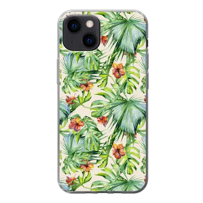 Produktbild von MuchoWow® Handyhülle Schutzhülle Hülle für iPhone 13 mini Blume - Blatt - Muster Silikon Softcase Handy Hülle - Softcase