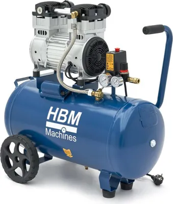 Immagine prodotto di Compressore aria silenziato - con capacità del serbatoio di 50 litri - senza olio, oil free - per utensili pneumatici, 1500 W HBM