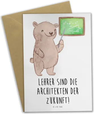 Produktbild von Mr. & Mrs. Panda Grußkarte Lehrer Zukunftsarchitekten - Weiß - Geschenk, hochzeitskarten, Aufmerksamkeit, Motivation, neujahrskarte, Bedanken, einladungskarten, Zukunft