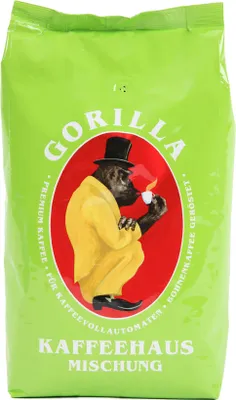 A bag of Gorilla Kaffeehaus Kaffeebohnen.