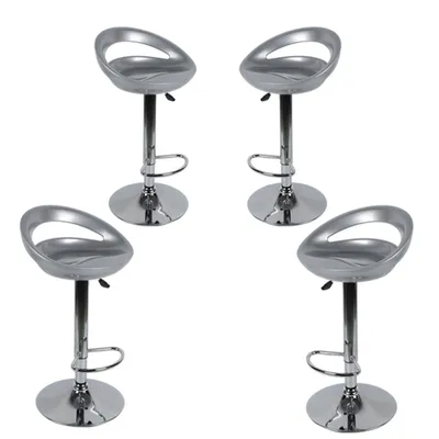 Image de Tabouret de bar, lot de 4 Chaise de bar réglable en hauteur en ABS pivotant à 360° avec repose-pieds Gris clair