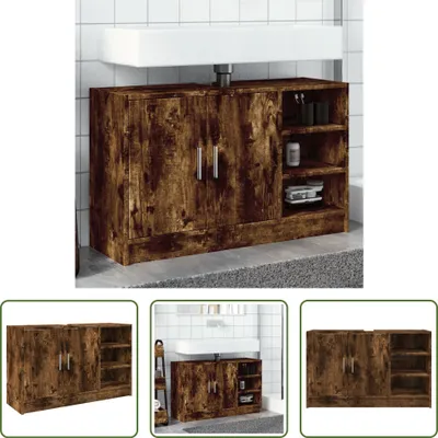 Produktbild von The Living Store Waschbeckenunterschrank Räuchereiche 90x29x55 cm Holzwerkstoff