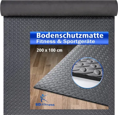 Produktbild von HD Fitness EVA Unterlegmatte 200x100cm, Stärke 0.7cm - Grau - Schutzmatte für Fitnessgeräte Rudergerät rutschfest und schalldämmend